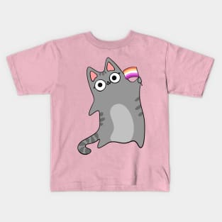 Lesbian Pride Flag Kawaii Cat Gay Cute chibi Tabby Kitty Kids T-Shirt